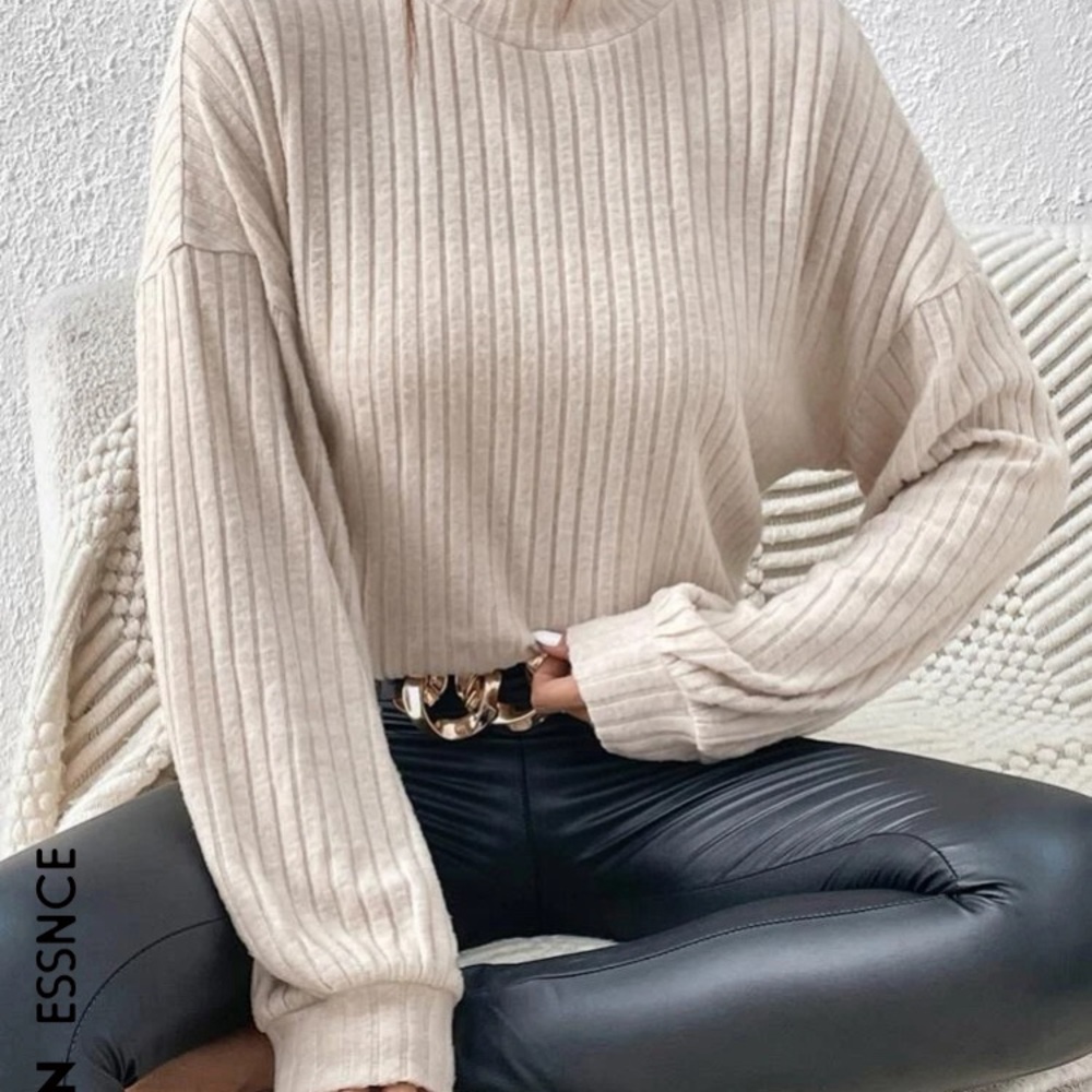 SHEIN essence mock neck drop shoulder tee